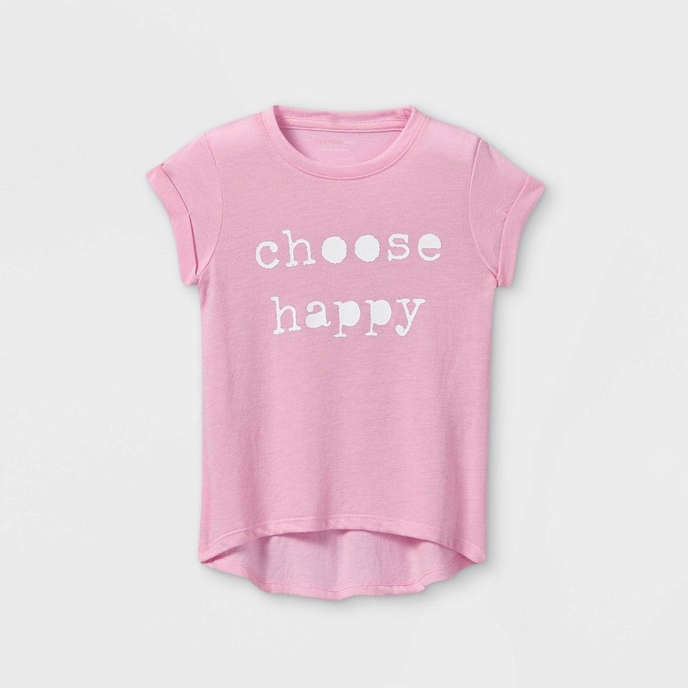Grayson Mini Toddler Girls' 'Choose Happy' Short Sleeve T-Shirt - Pink 12M | Target