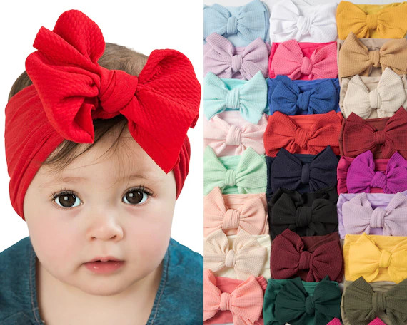 Big Bow Nylon Baby Headband One Size Fits ALL Nylon | Etsy | Etsy (US)
