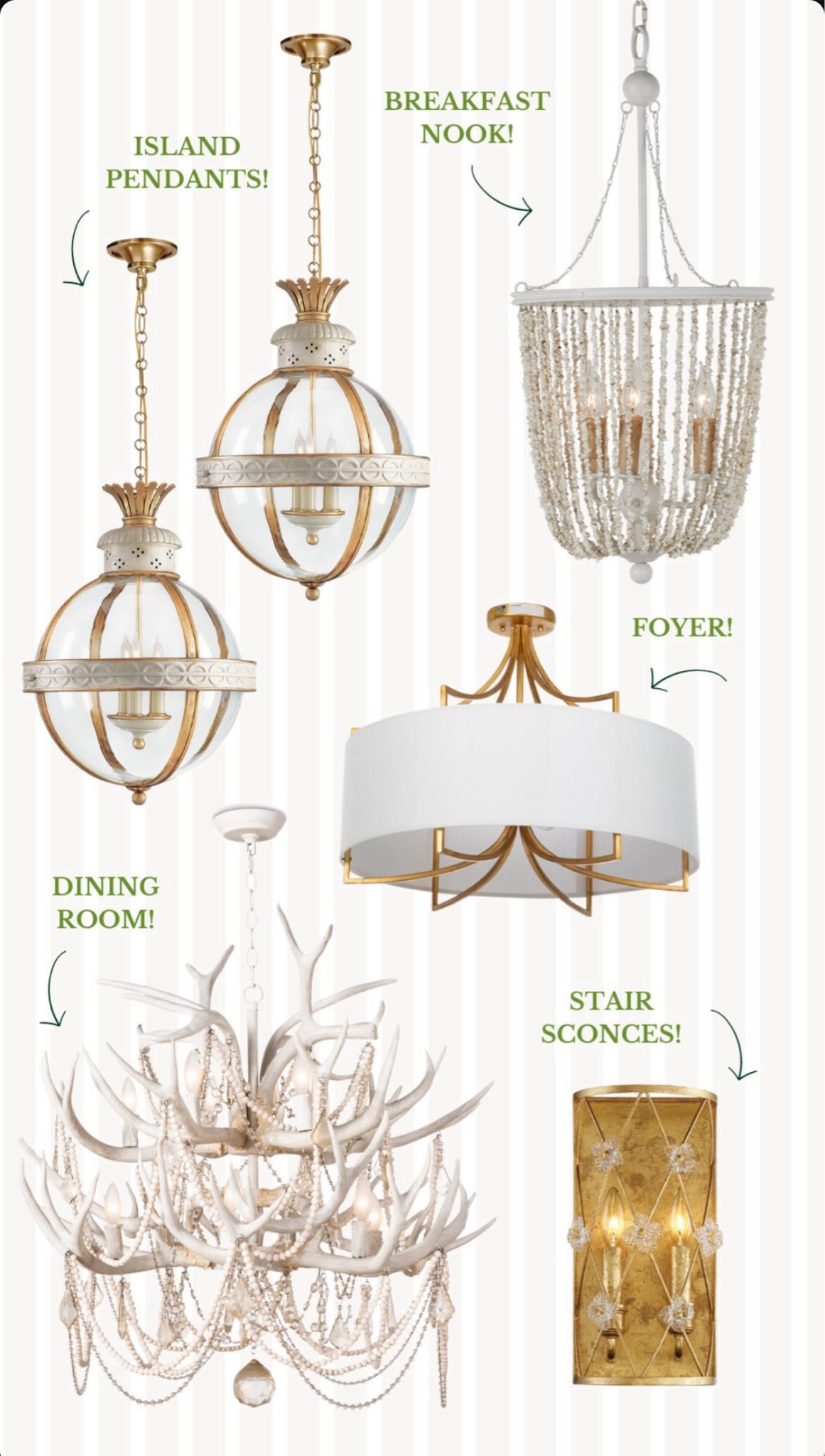 Lighting Combos -

lighting,  lighting combos, house decor, house lighting, lighting in houses, kitchen lighting, wall sconces, pendant, chandeliers, dining room chandelier, dining room lighting

#LTKHome