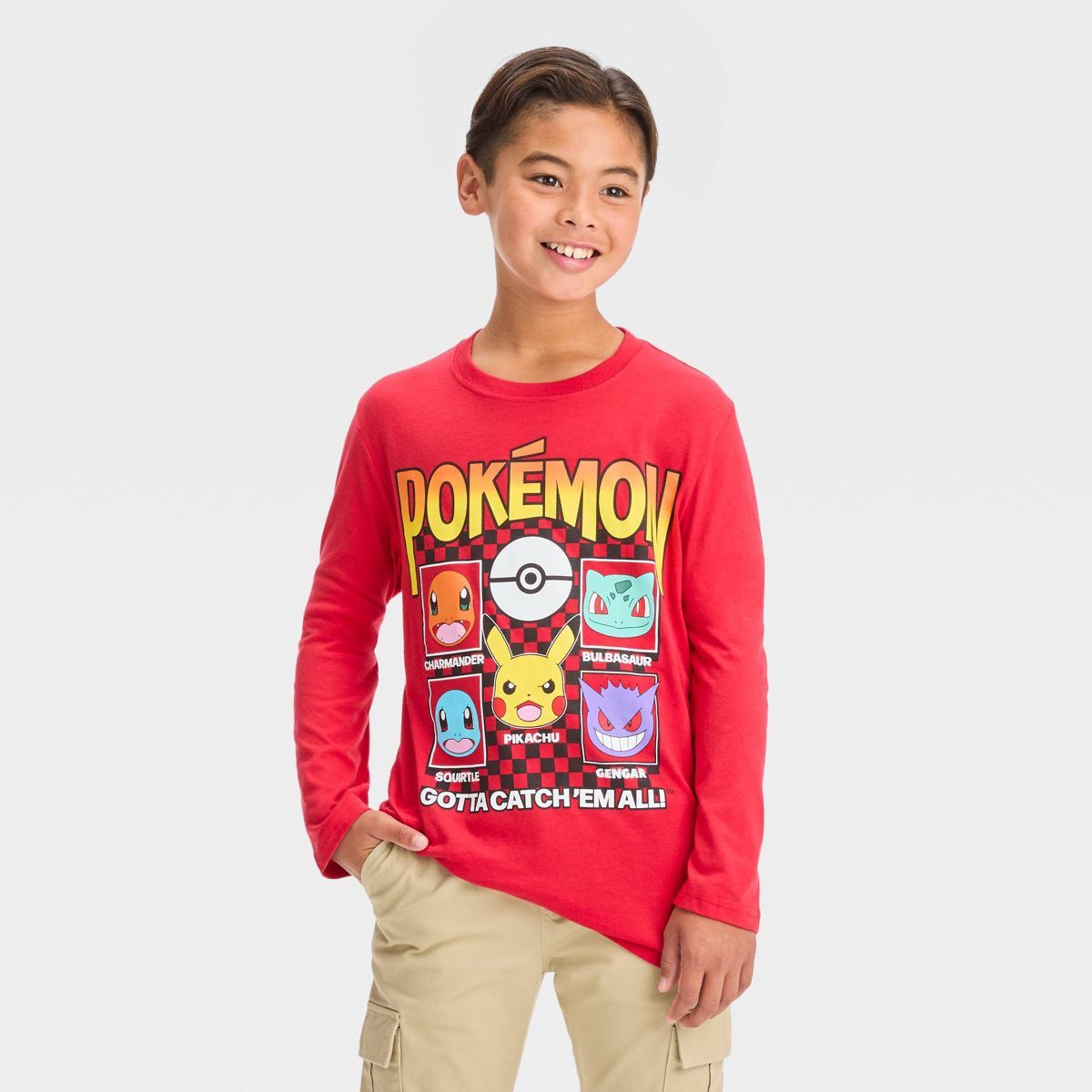 Boys' Pokemon Long Sleeve Graphic T-Shirt - Red | Target