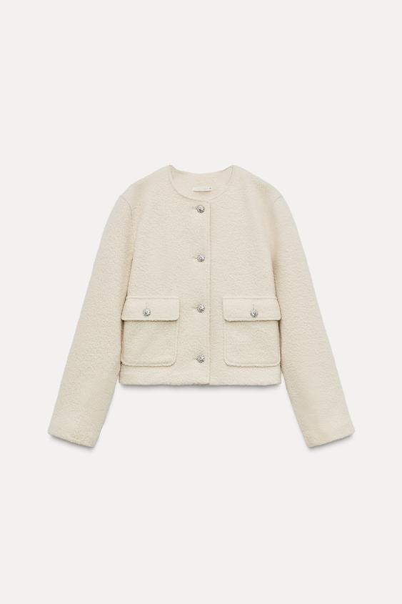 BOUCLÉ BUTTON JACKET | Zara US