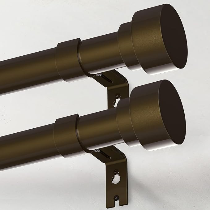 Heavy Duty Curtain Rods for Windows 66 to 120 Inch, 1 Inch Bronze Curtain Rods Set of 2 Pack for ... | Amazon (US)
