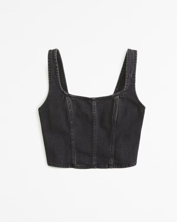 Denim Squareneck Corset Top | Abercrombie & Fitch (US)