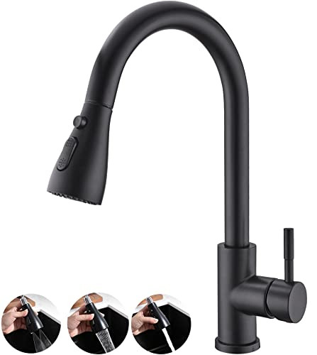 Kitchen Faucets Black Sprayer Pull - Kitchen Faucet with Pull Down Sprayer High Arc Single Handle... | Amazon (US)