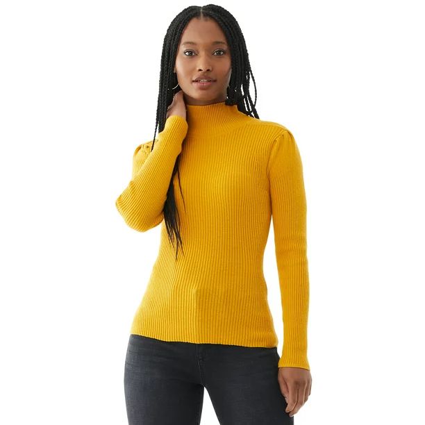 Scoop Women’s Puckered Sleeve Turtleneck Sweater | Walmart (US)