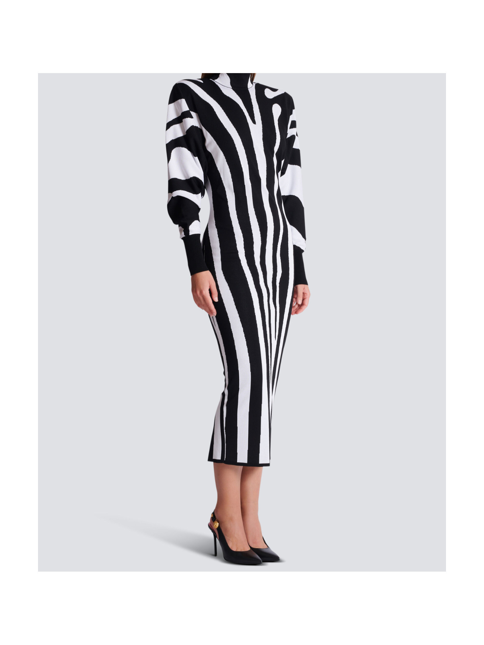 Long knit dress with zebra intarsia | Senser US