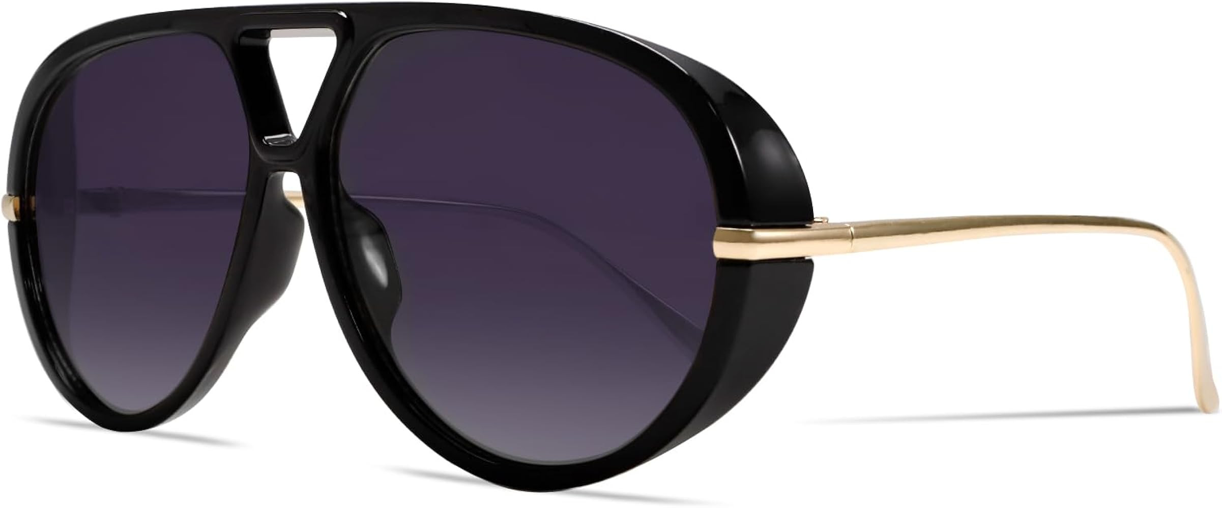 Retro Gold Aviator Sunglasses for Women Men, 2026 Metal Oversized 70s Aviators Black Sun Glasses | Amazon (US)