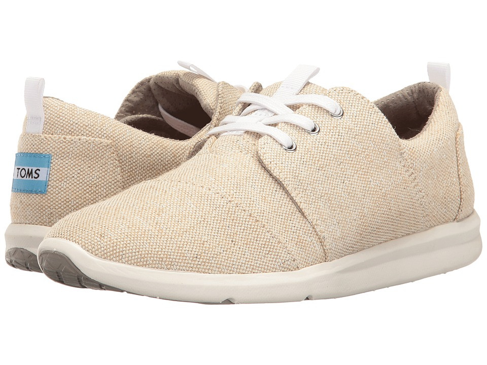 TOMS - Del Rey Sneaker (Natural Metallic Linen) Women's Lace up casual Shoes | Zappos
