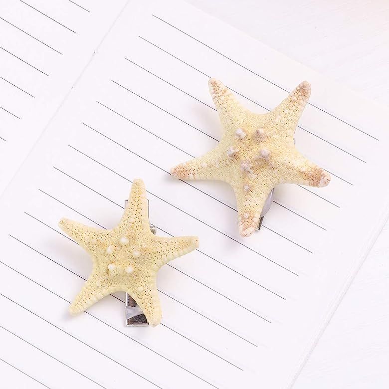 FRCOLOR 2pcs Starfish Hair Clip Handmade Natural Sea Star, Random, Size No Size | Amazon (US)