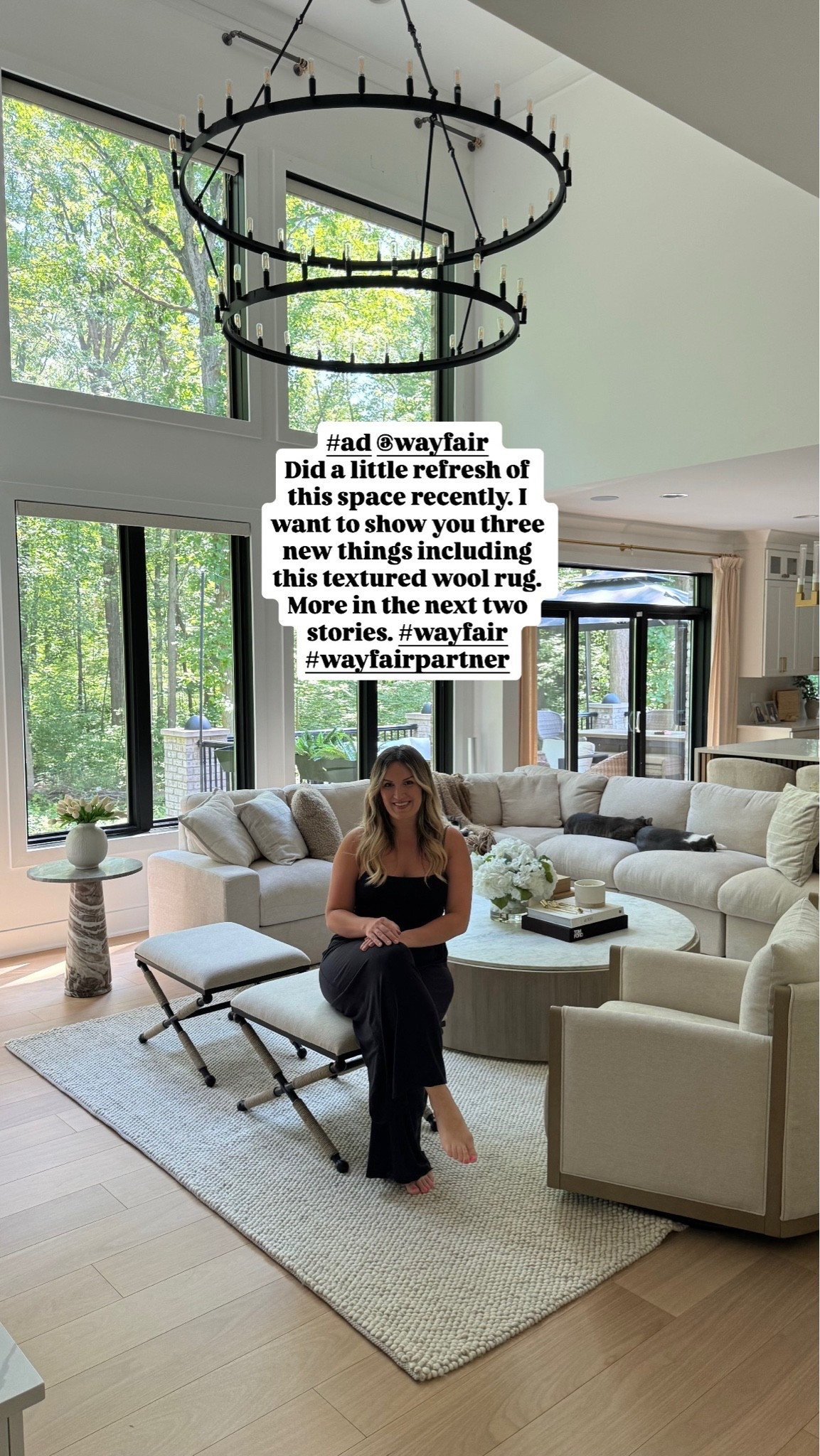 #ad @Wayfair Mini home refresh. I added a new neutral textured wool rug , modern chenille counter stools and gold kitchen island chandelier. #wayfair #wayfairpartner

#LTKSaleAlert #LTKHome