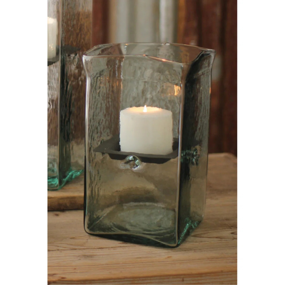 Elegant Small Glass Candle Hurricane, 11" H Decorative Accent | Wayfair North America