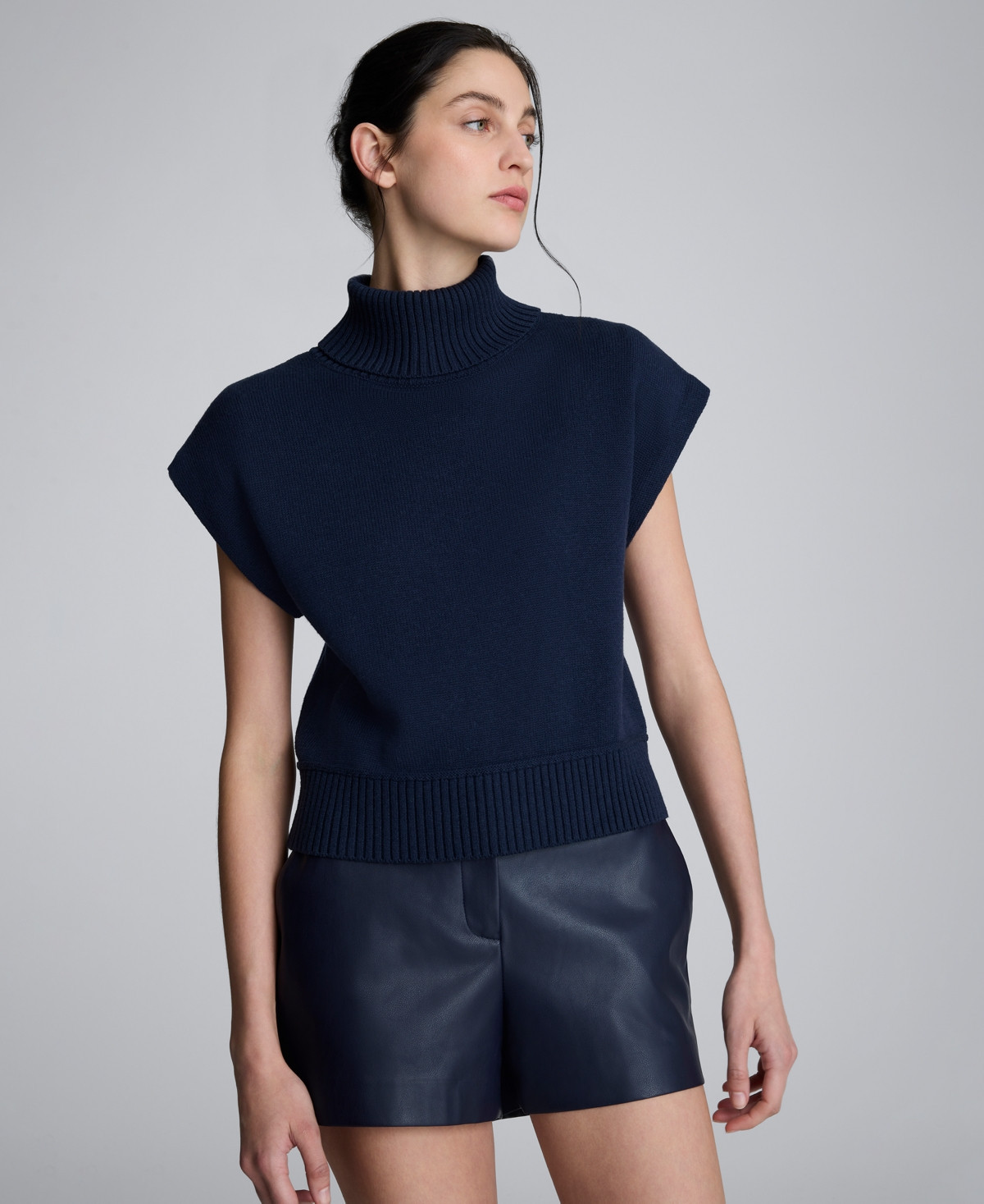 Kenneth Cole Women's Turtle Neck Top - Dark Navy | Macy's
