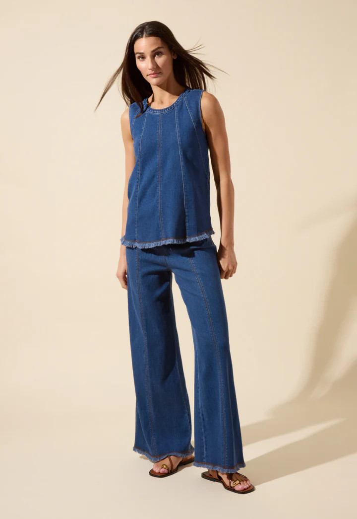 Irabella Fringed Wide Leg Denim (29.5" Inseam) | Lysse NY