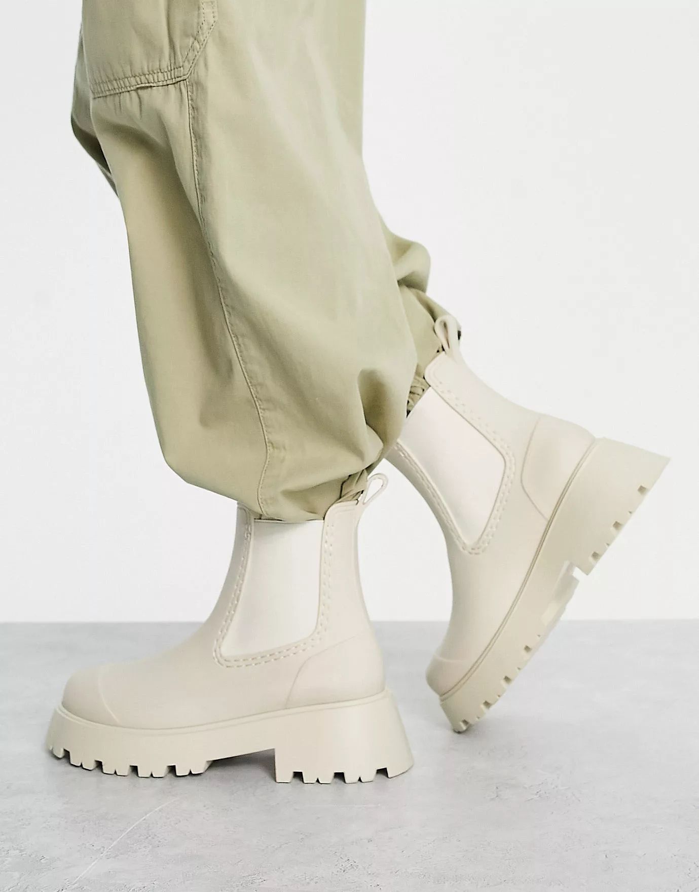 ASOS DESIGN Gemini chelsea wellie boots in stone | ASOS (Global)