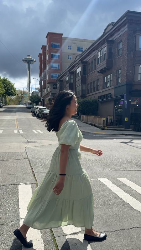 Walking through Seattle in this midi mint green dress! It’s been a perfect dress to style up or down. Wearing a size small. 

#LTKStyleTip