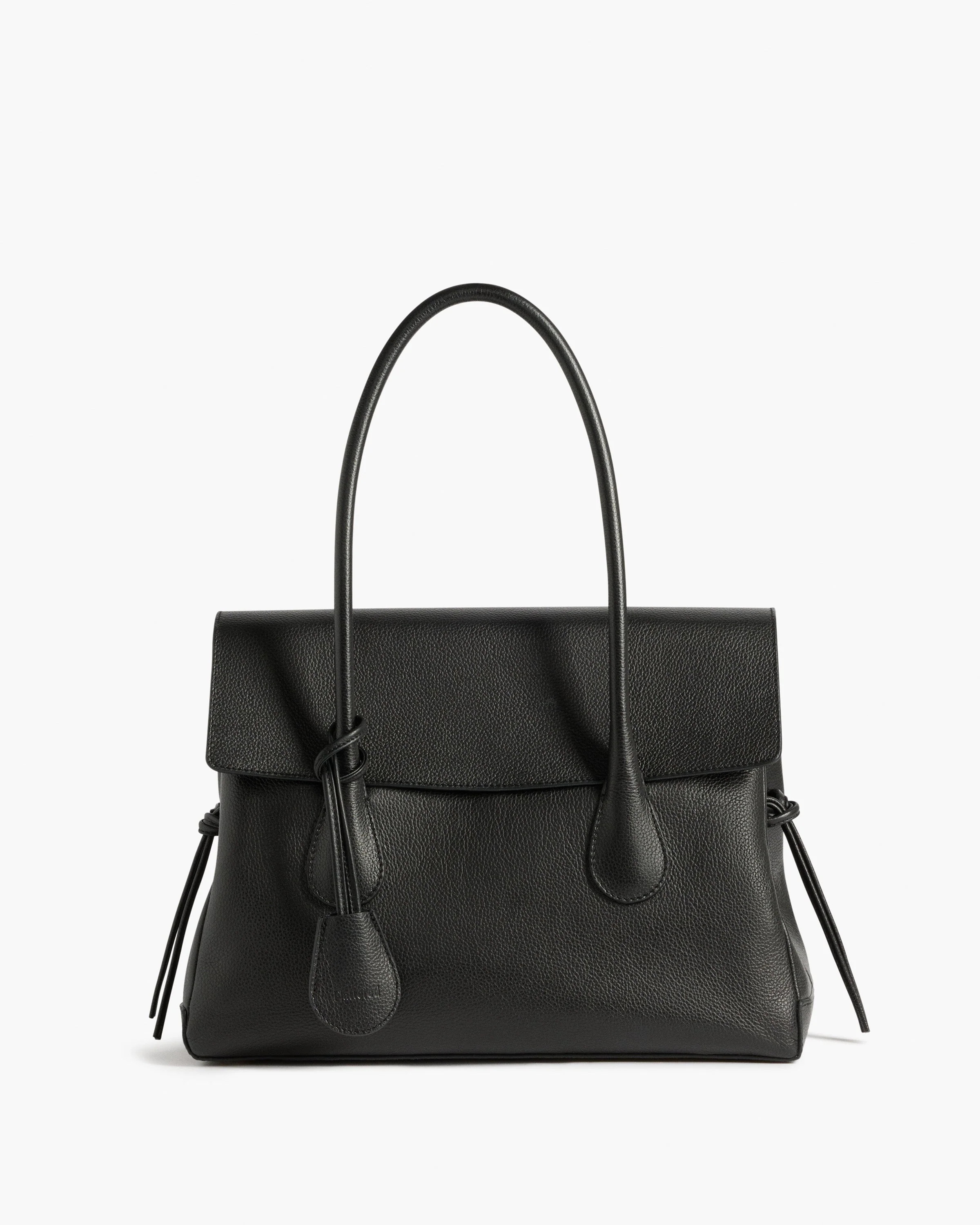 Lydia Tote Bag Grained Leather Black Bag | Flattered