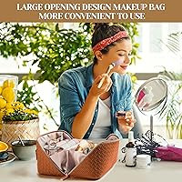 SFXULIX Large Capacity Travel Cosmetic Bag, PU Leather Waterproof, Women Portable Travel Makeup B... | Amazon (US)