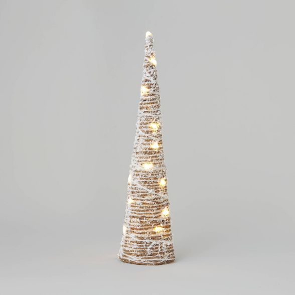 Lit Large Yarn Tree Cone Decorative Figurine White - Wondershop™ | Target