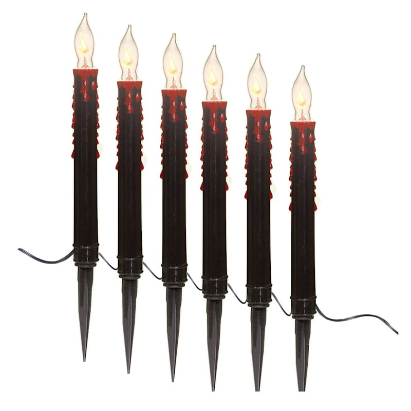 Set of 6 Halloween Corded Candle Lawn Stakes | At Home