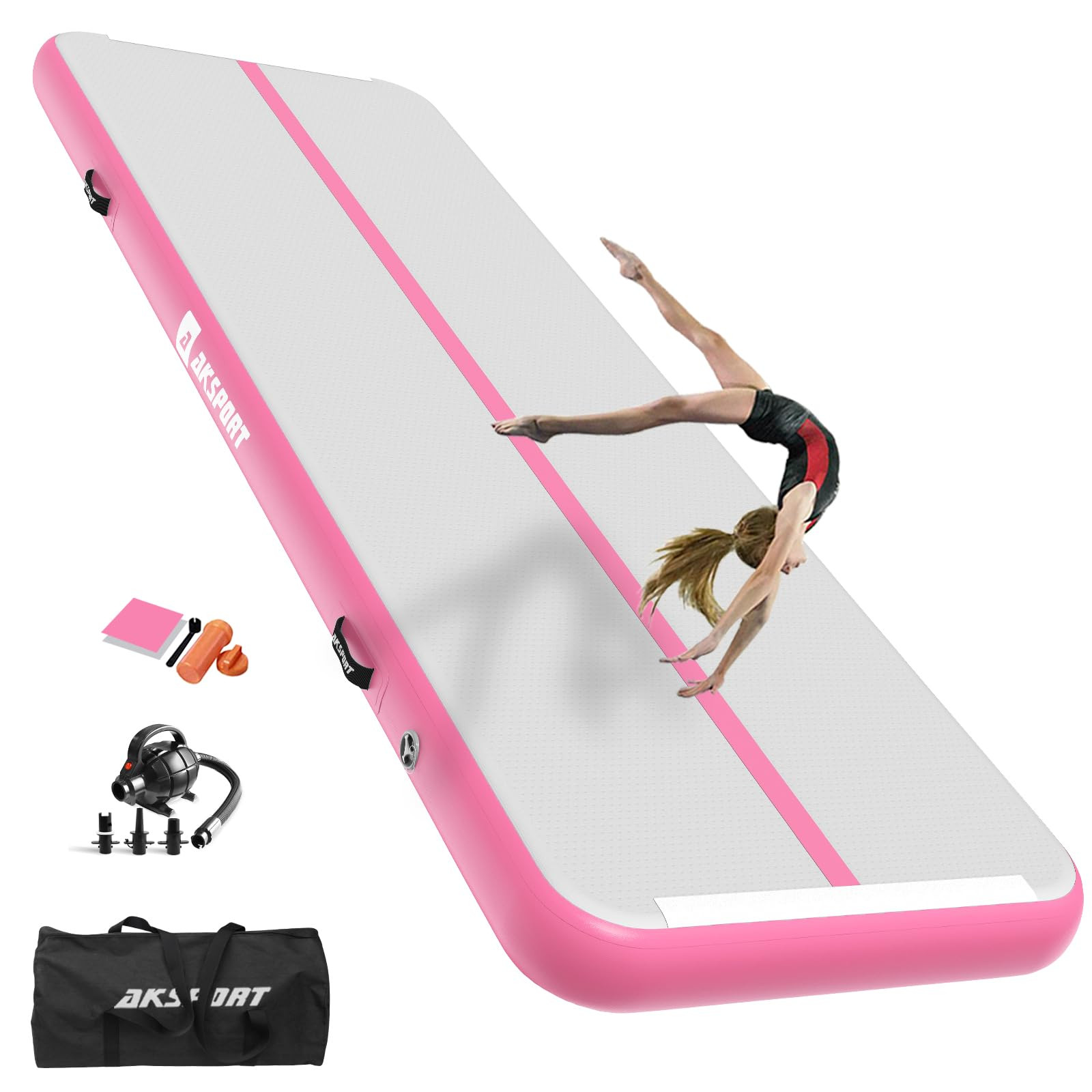 AKSPORT Gymnastics Air Mat Tumble Track Tumbling Mat Inflatable Floor Mats with Air Pump for Home... | Amazon (US)