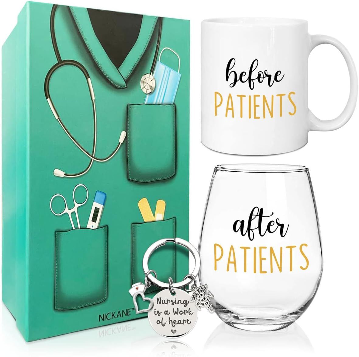 NICKANE Before, After Patients Set | 11oz Coffee Mug, 15oz Wine Glass | Nurse Graduation Gift Ide... | Amazon (US)