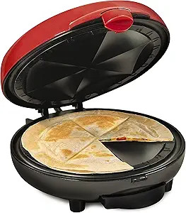 Taco Tuesday Deluxe 8-Inch 6-Wedge Electric Quesadilla Maker with Extra Stuffing Latch, Red | Amazon (US)