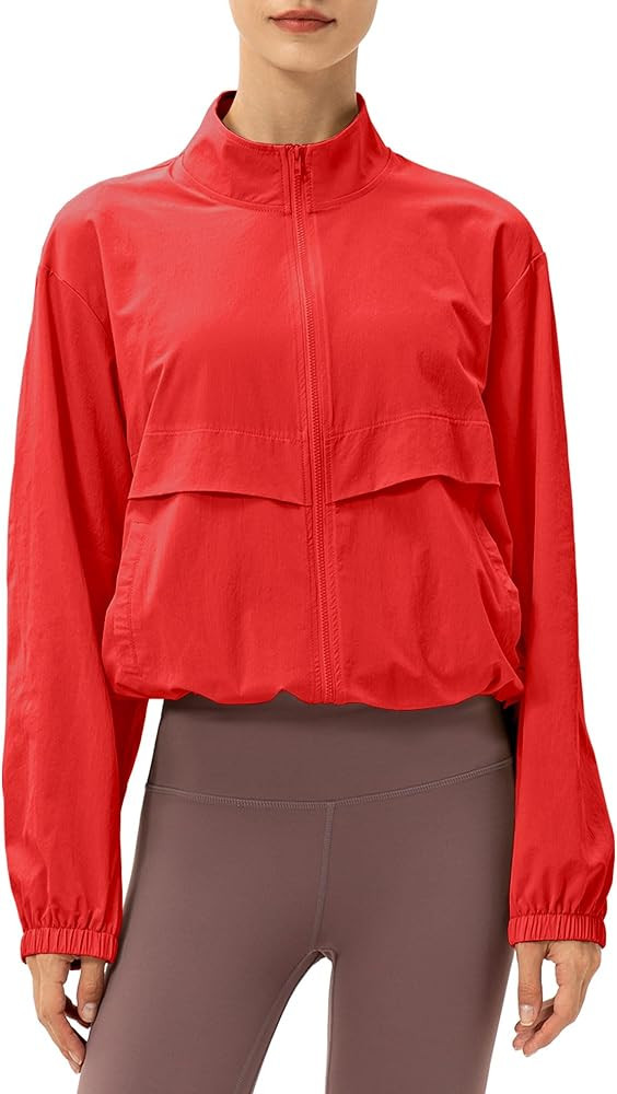 Locachy Women's Lightweight Zip Up Athletic Jacket Stand Collar Windproof Sun Protection Workout ... | Amazon (US)