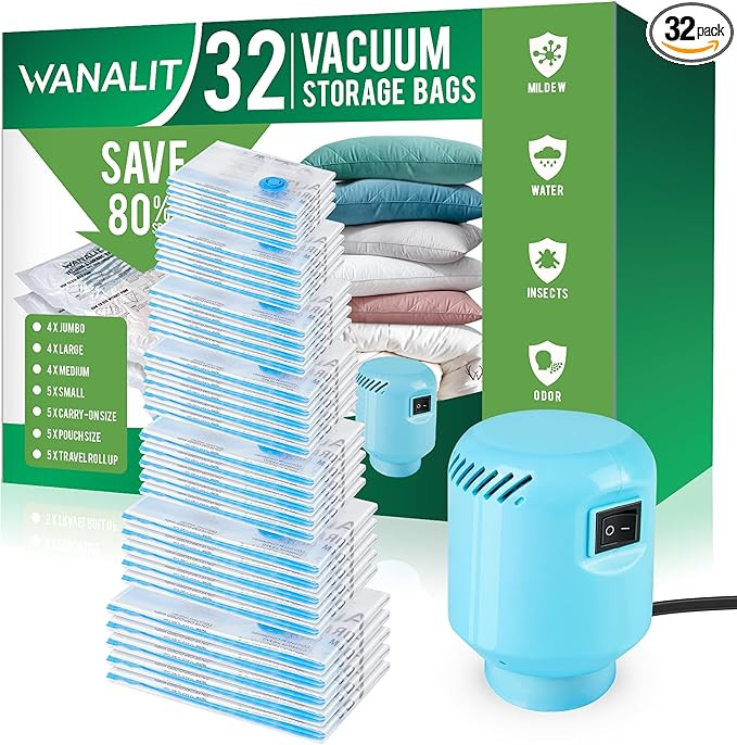 Vacuum Storage Bags with Electric Pump, New Air Valve 32 Pack (4J/4L/4M/5S/5S Carry on/5XS Pouch ... | Amazon (US)