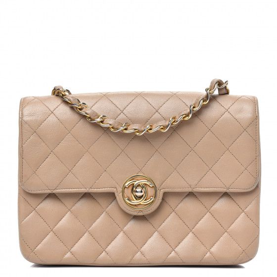 CHANEL Lambskin Quilted Single Flap Bag Beige | Fashionphile