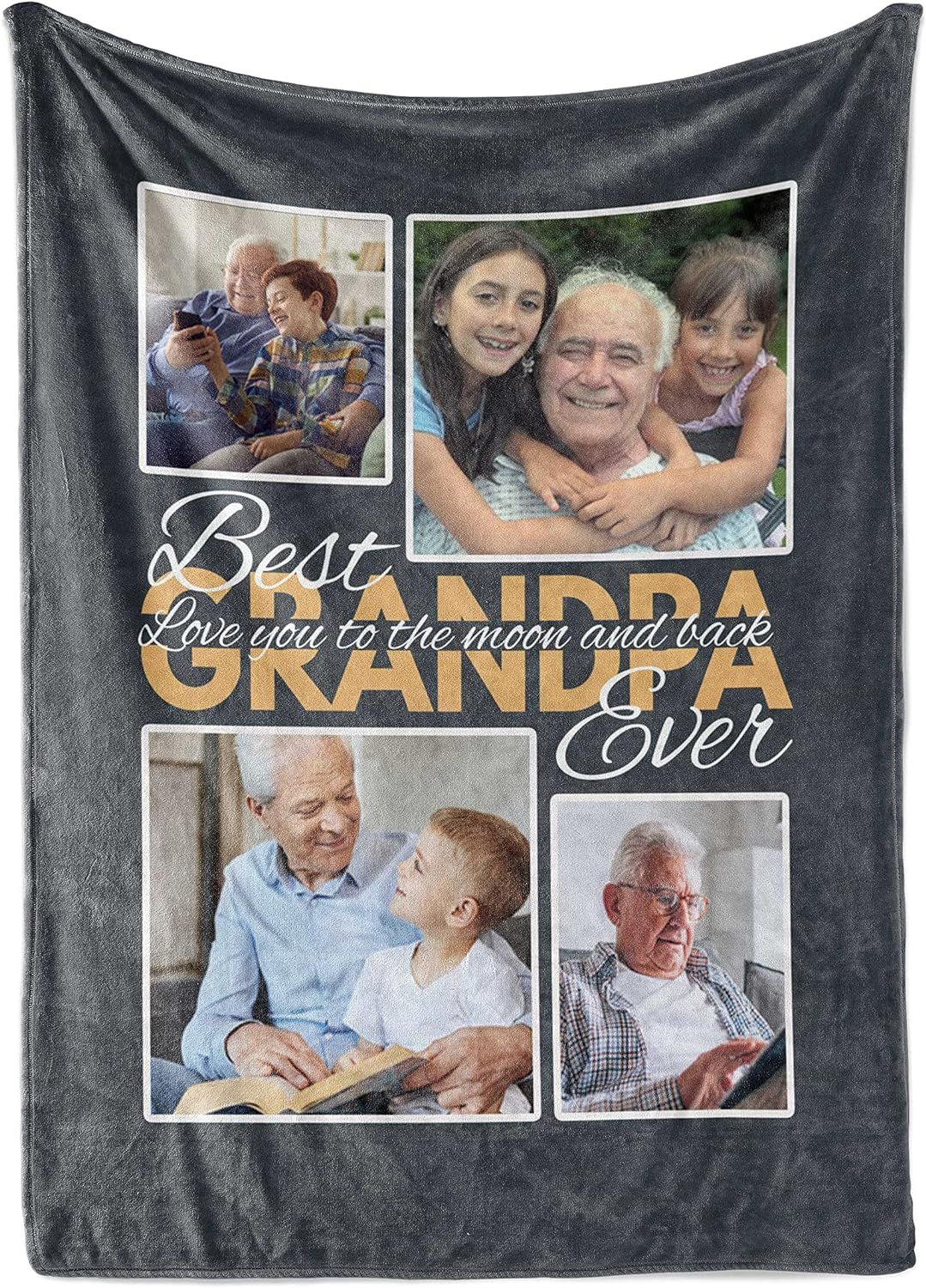 Personalized Photo Blanket Gift Idea for Grandpa, Collage Blanket for Grandfather, Fleece Throw f... | Amazon (US)