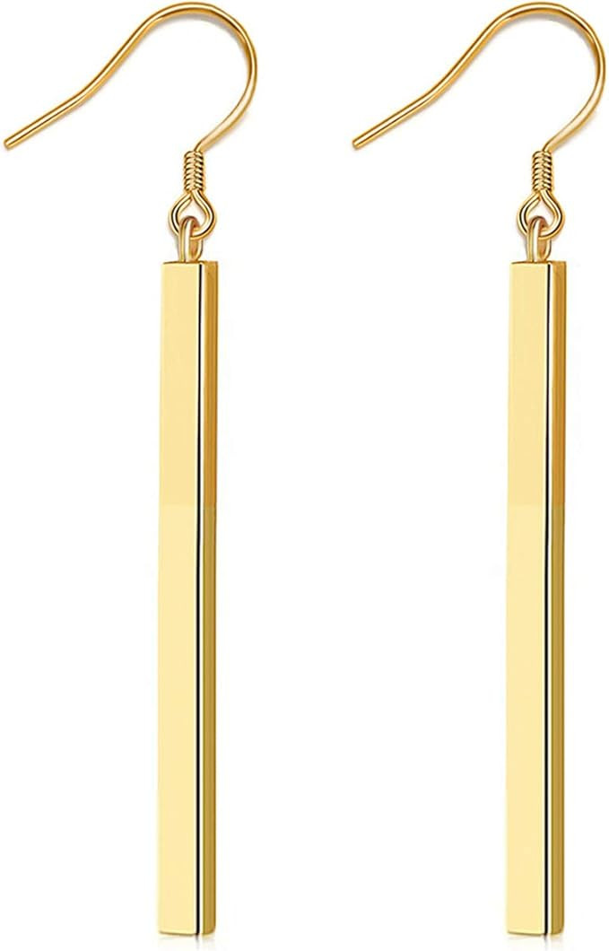 Suyi Minimalist Dainty Bar Stud Earrings Long Drop Dangle Earrings for Women Girls | Amazon (US)