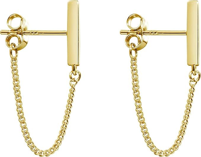 Chain Earrings for Women Gold Earrings for Women Gold Stud Earrings for Women Hypoallergenic Ster... | Amazon (US)