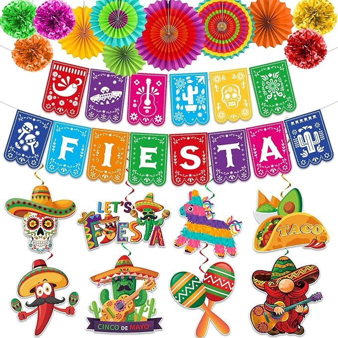 Cinco De Mayo Party Decorations, Preassembly Mexican Themed Fiesta Party Banner Decorations with ... | Amazon (US)