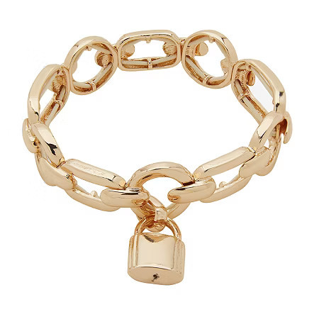 Worthington Gold Tone Lock Womens Stretch Bracelet, One Size, Yellow | JCPenney