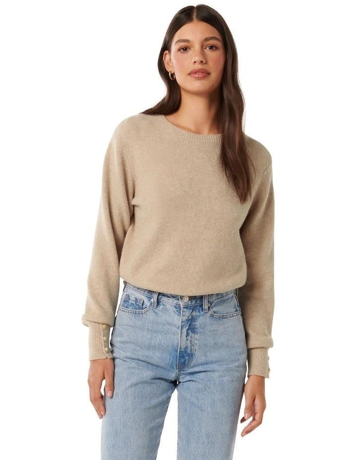 Camille Brushed Knit Jumper in Beige | Myer