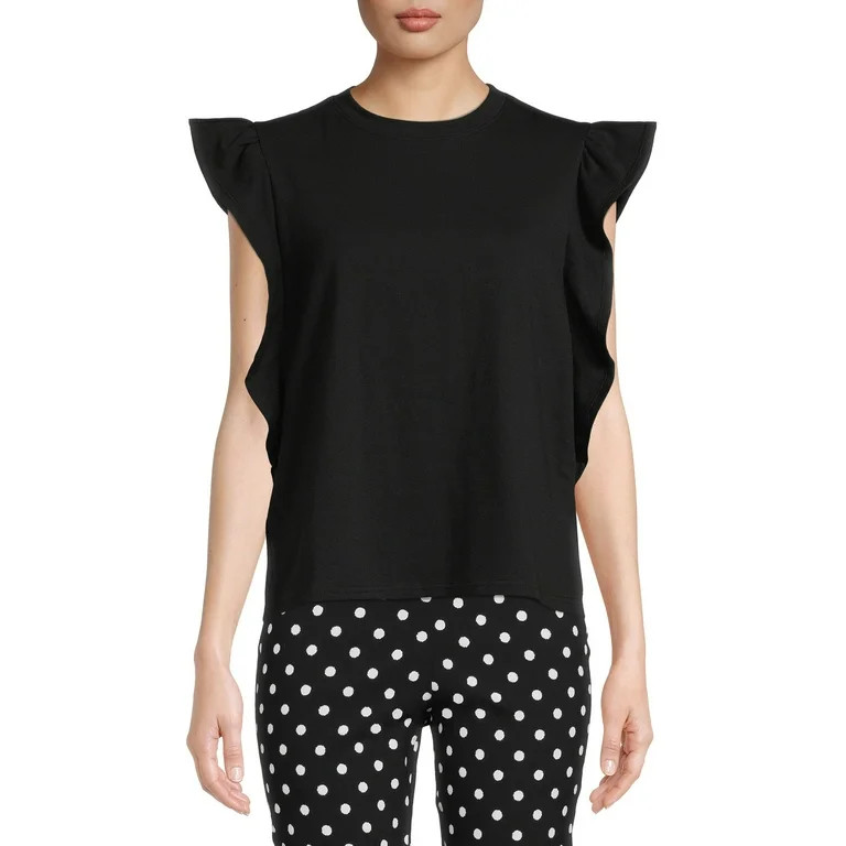 Time and Tru Women's Flutter Sleeve Top - Walmart.com | Walmart (US)