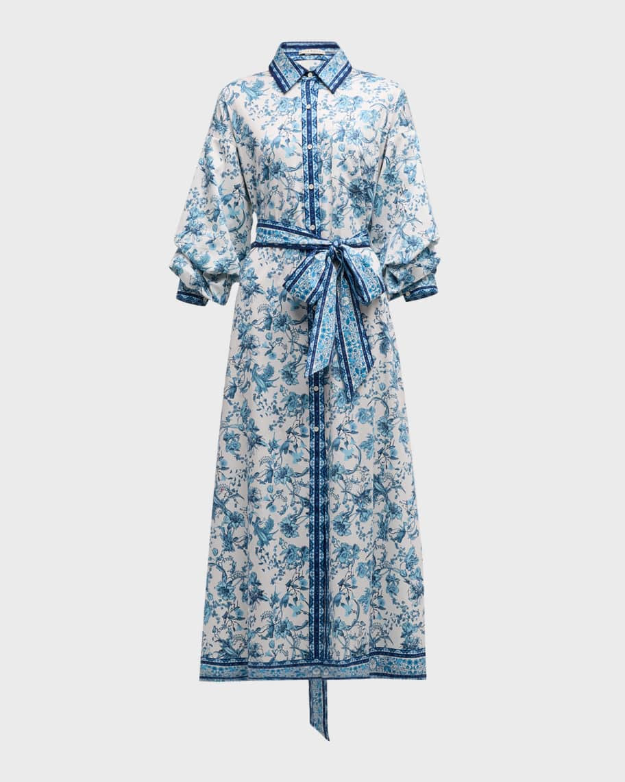 Alice + Olivia Tanika Button-Front Maxi Shirtdress | Neiman Marcus
