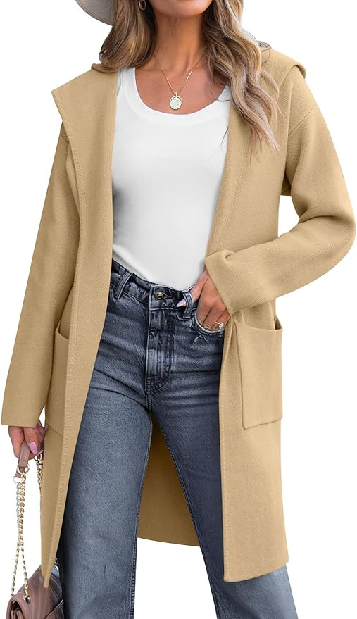ANRABESS Women Cardigan Open Front Oversized Casual Knit Hoodie Sweater Coatigan Lady Coat 2024 F... | Amazon (US)