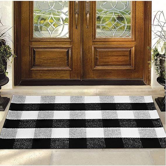 Buffalo Plaid Rug - YHOUSE Checkered Indoor/Outdoor Door Mat Outdoor Doormat for Front Porch/Kitc... | Amazon (US)