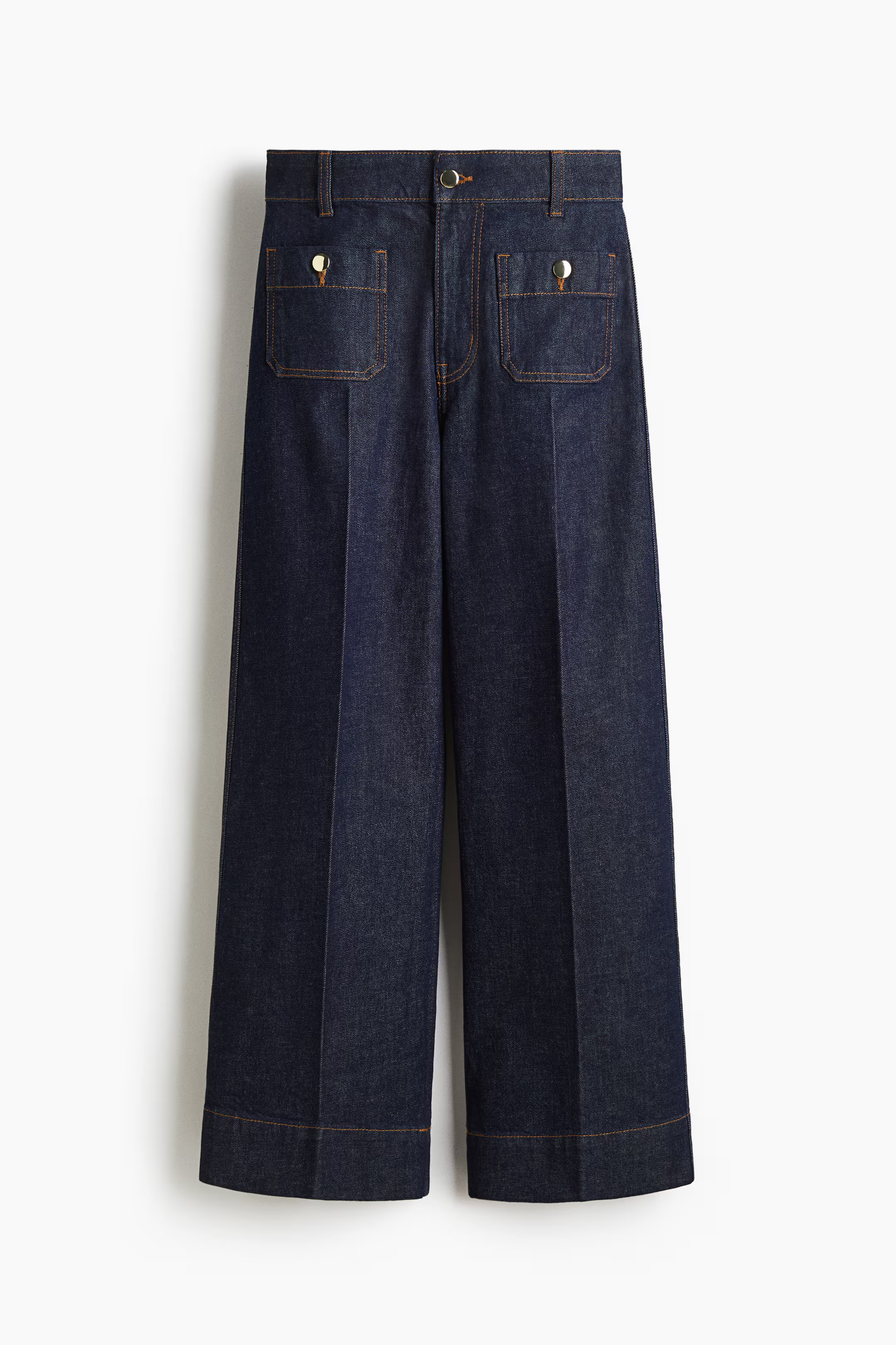 Wide High Ankle Jeans - Dark denim blue - Ladies | H&M GB | H&M (UK, MY, IN, SG, PH, TW, HK)