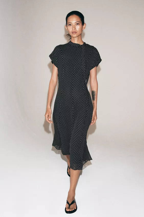 ZW COLLECTION POLKA DOT MIDI DRESS | Zara FR