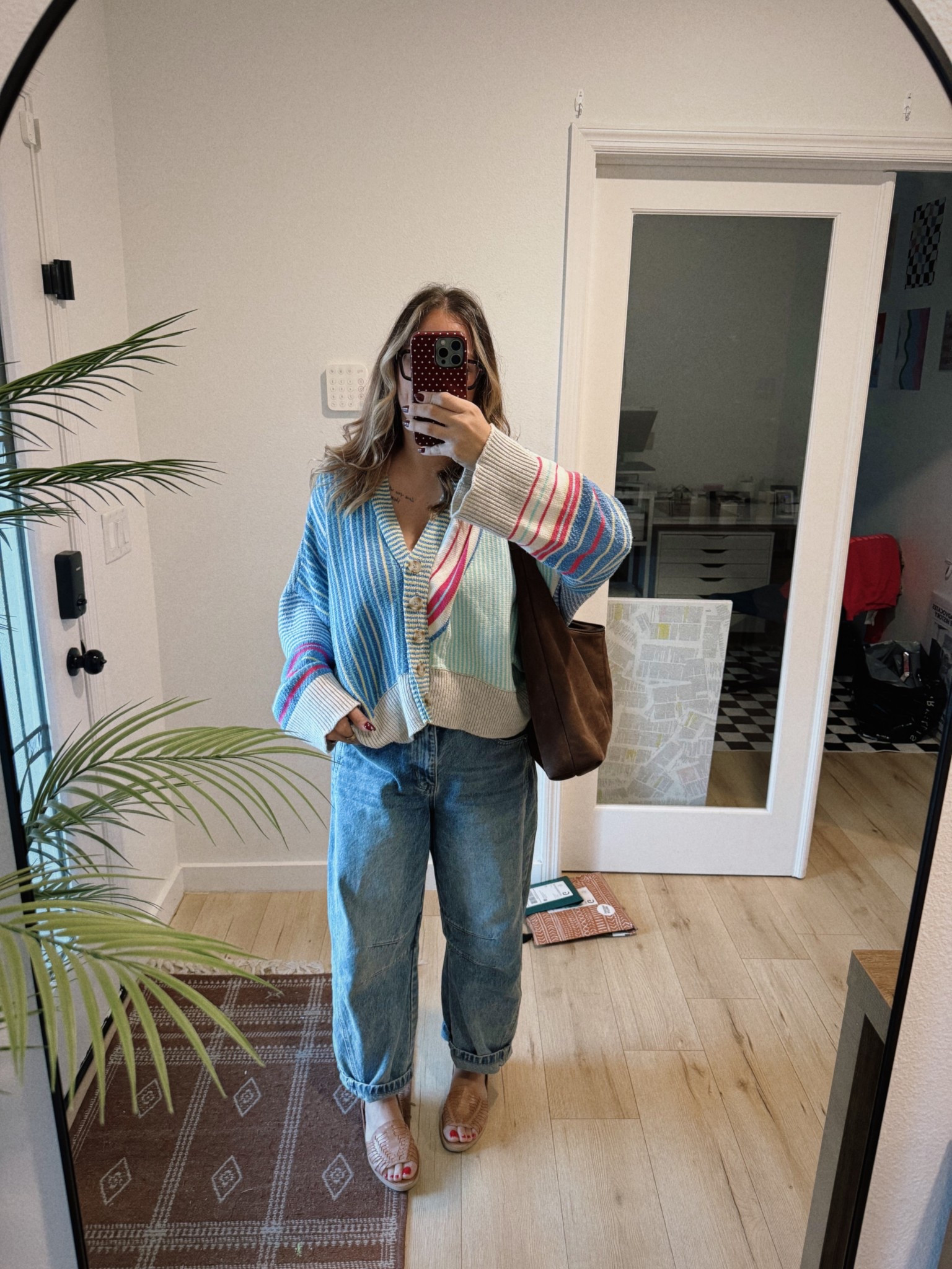 Sweater is Maeve Oversized V-Neck Striped Cardigan Sweater by Anthropologie (got it off nuuly)