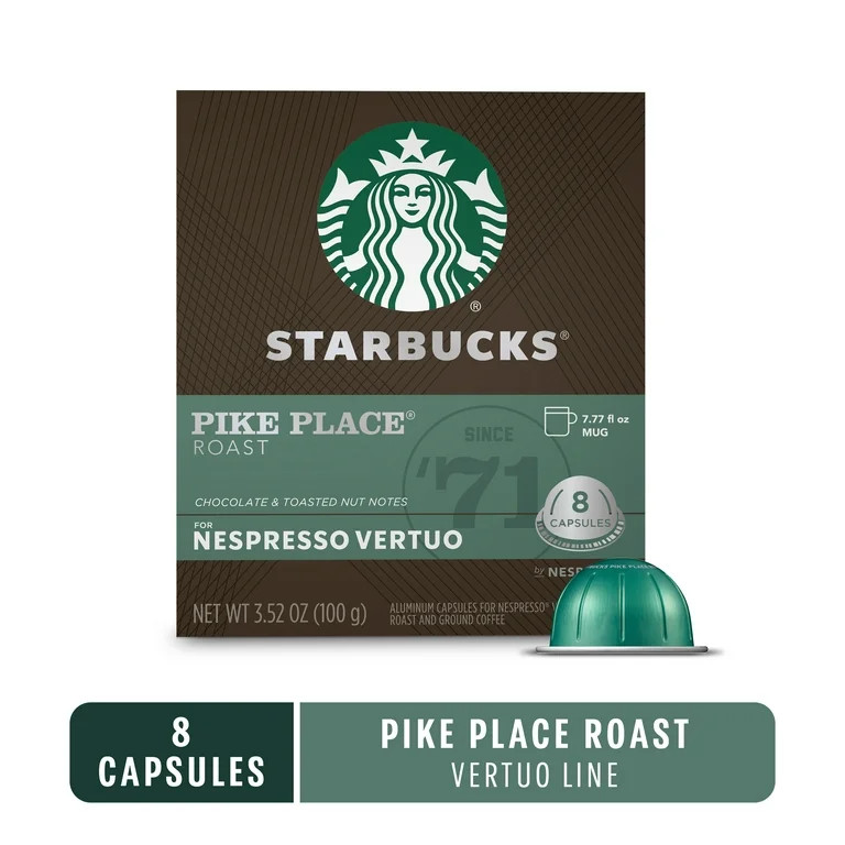 Starbucks Pike Place Medium Roast for Nespresso Vertuo Capsules, 8 Count Box - Walmart.com | Walmart (US)