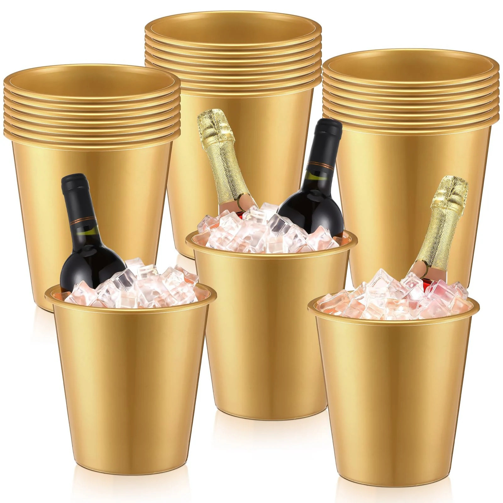 Aoibox 24 Pack Gold Plastic Ice Buckets 3 Liter Party Wine and Beverage Coolers for Events | LAB0C56J | Lowe's