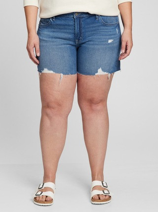5" Mid Rise Destructed Denim Shorts | Gap Factory