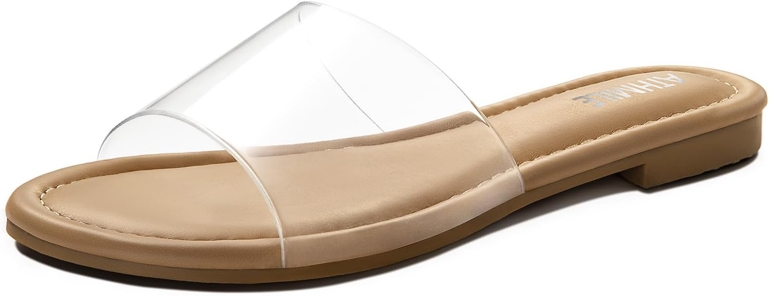 ATHMILE Sandals for Women 2026 One Band Womens Sandals Dressy Open Toe Flats Summer Slides for Ca... | Amazon (US)