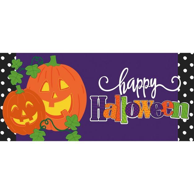 Evergreen Halloween Jack-O-Lanterns Sassafras Indoor Outdoor Switch Doormat 1'10"x10" Purple | Target