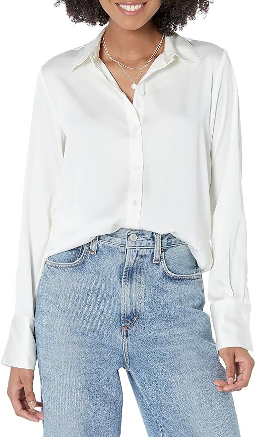 Amazon Essentials Women's Classic-Fit Satin Button Down Blouse (Available in Plus Size) | Amazon (US)