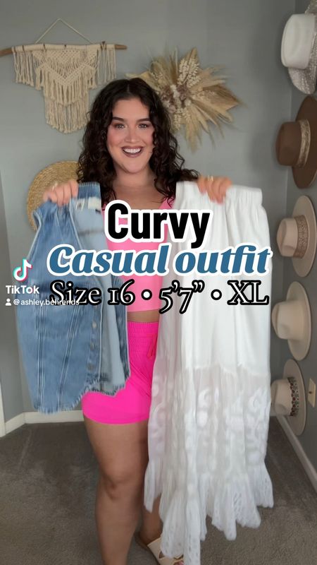 Styling a curvy coastal cowgirl outfit 🐚🤠🌊 Denim vest paired with white lace maxi skirt wearing a size XL in both 🤍 

#LTKStyleTip #LTKVideo #LTKPlusSize