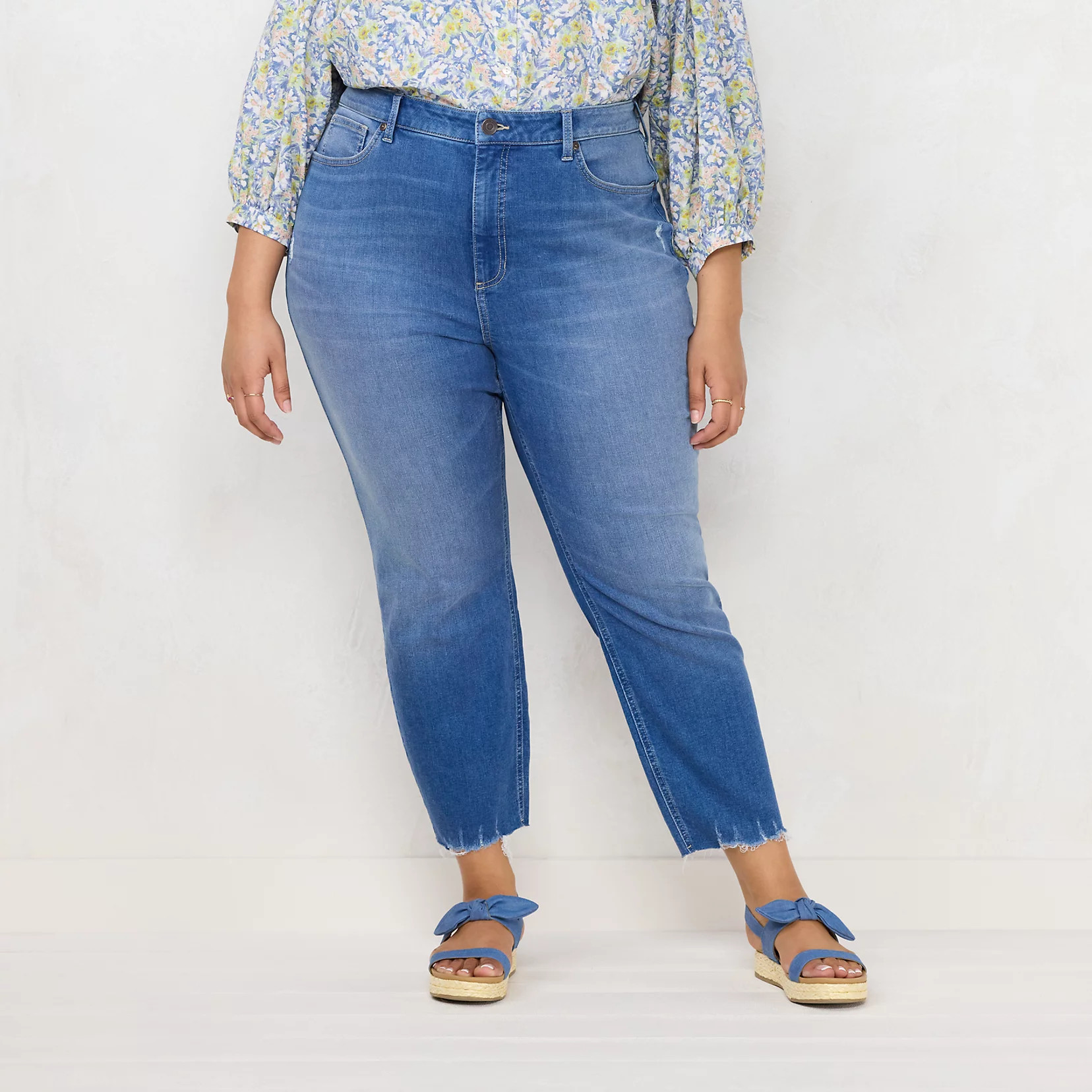 Plus Size LC Lauren Conrad Raw-Hem High-Waisted Skinny Ankle Jeans | Kohl's